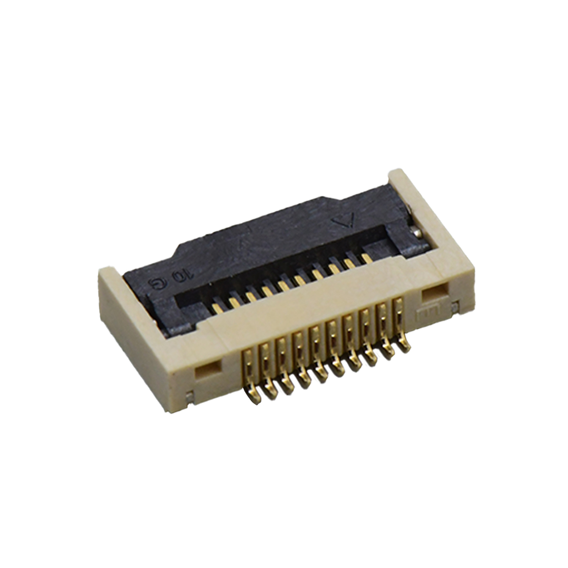 Pitch 0.50mm 90°H1.80mm 卧式下接前掀盖 SMT型 FPC 10Pin 自然色 HF